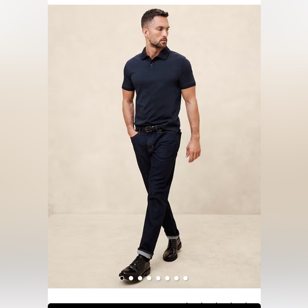 New with Tags.  Banana Republic Luxury Touch Slim Fit Polo. Navy. Size Medium.